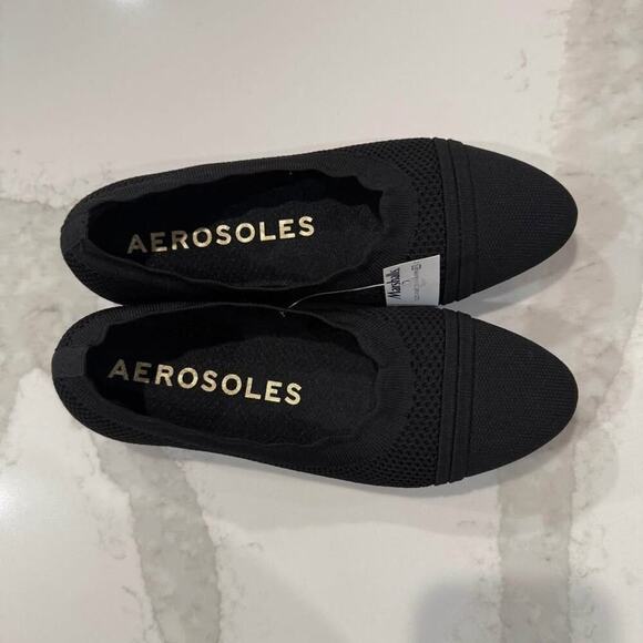 Aerosoles NWT Anita Scalloped Elastic Ballet Flats Women's 7.5M Black Minimalist - Picture 6 of 9